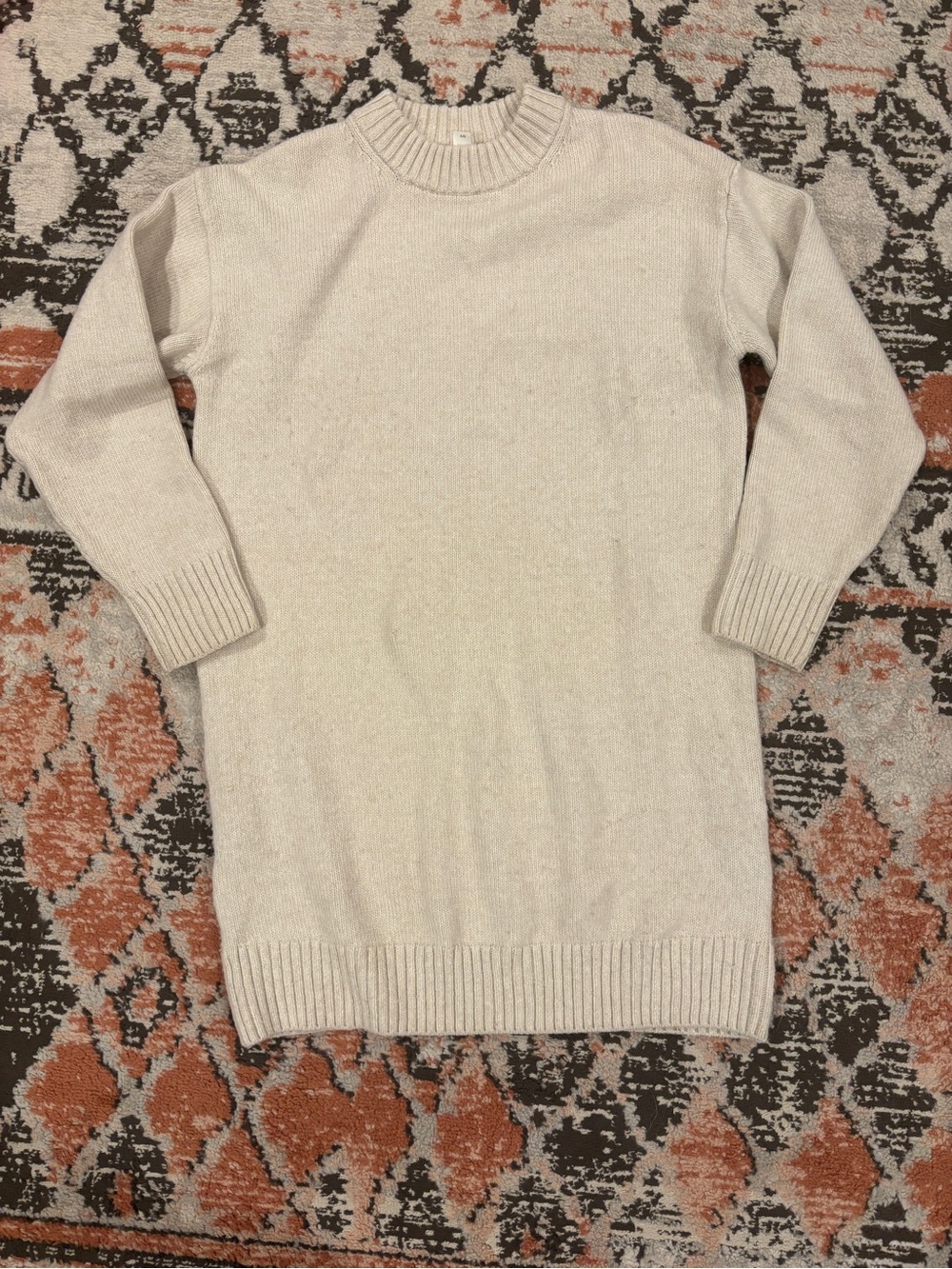 H&M Mama Maternity Cream Ribbed Turtleneck Sweater Dress